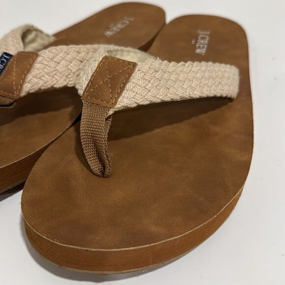 J. Crew Tan and Cream Flip-Flop Sandals with Braided Straps EUC - Picture 4 of 6